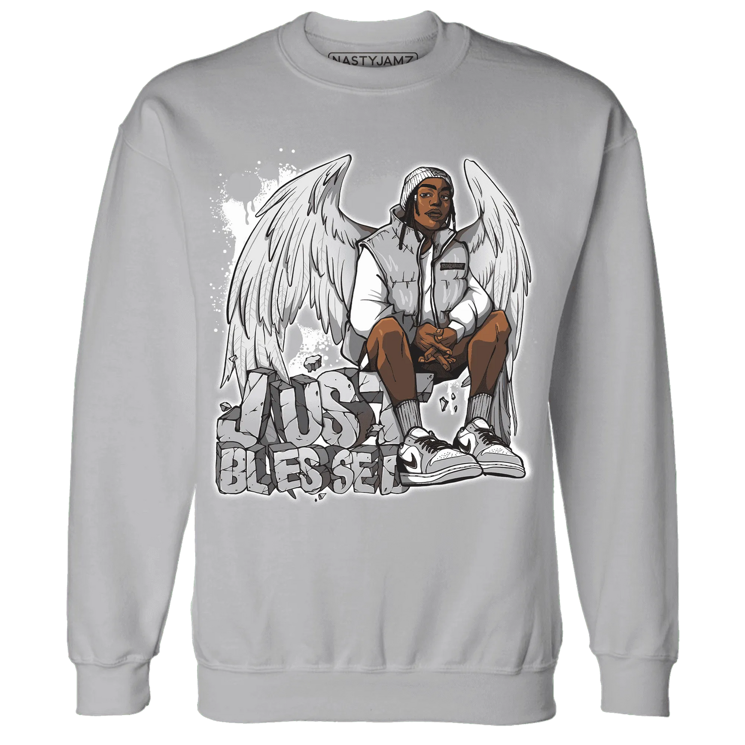 Wolf-Grey-1s-Sweatshirt-Match-Just-Blessed