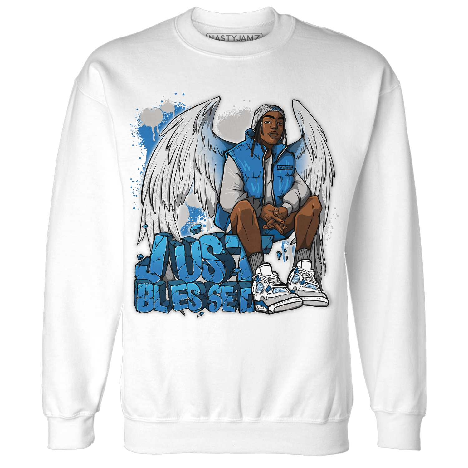Industrial Blue 4s Sweatshirt Match Just Blessed - NastyJamz