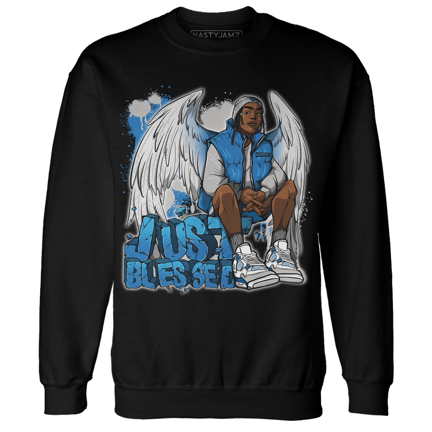 Industrial Blue 4s Sweatshirt Match Just Blessed - NastyJamz