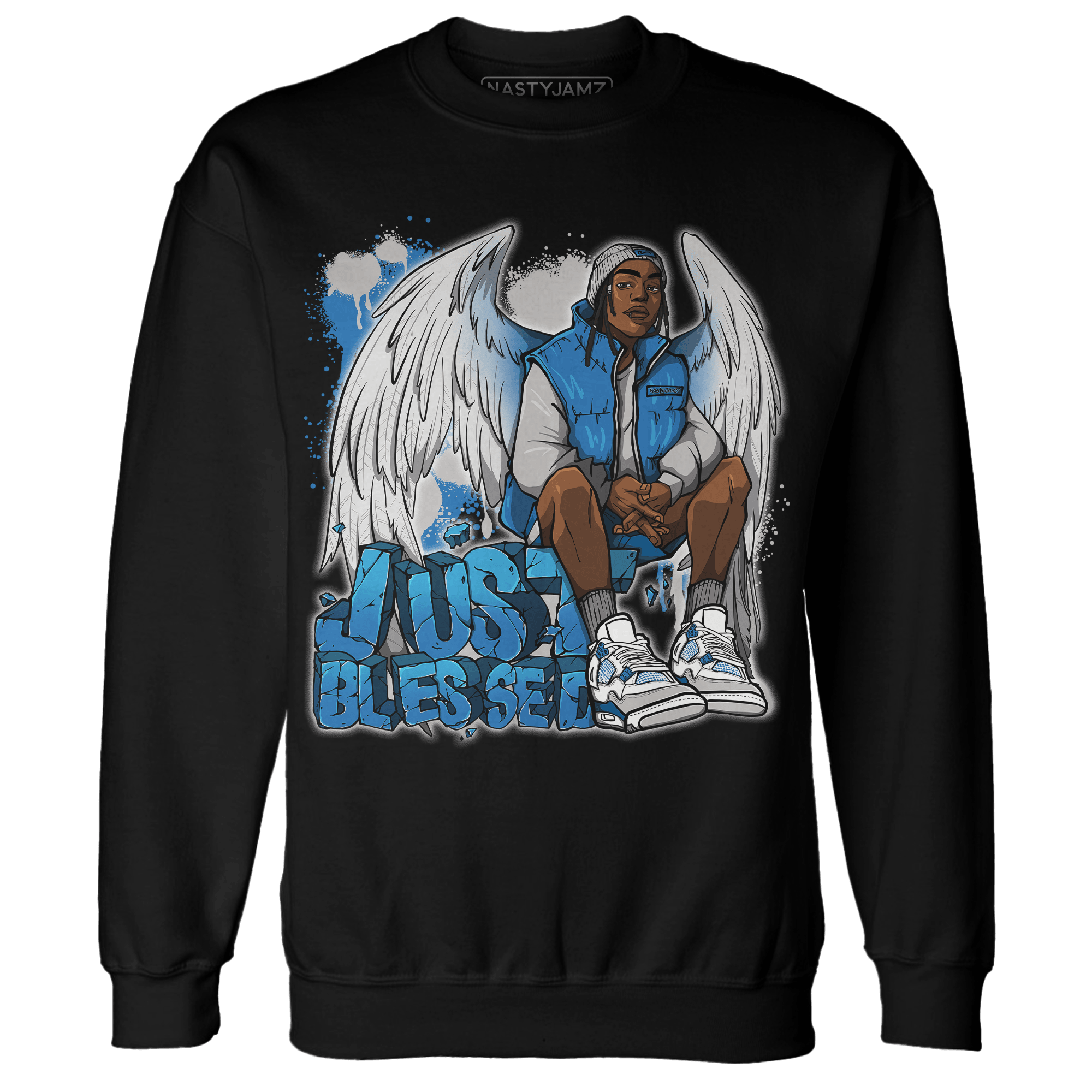 Industrial Blue 4s Sweatshirt Match Just Blessed - NastyJamz