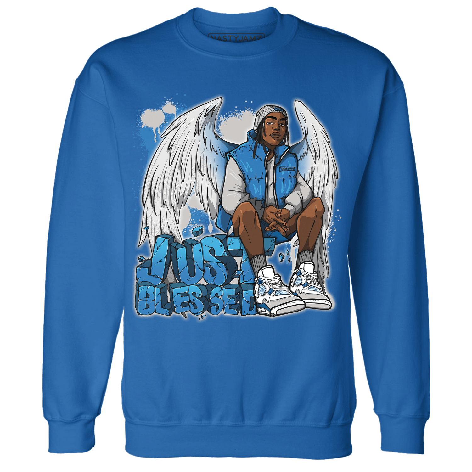 Industrial Blue 4s Sweatshirt Match Just Blessed - NastyJamz