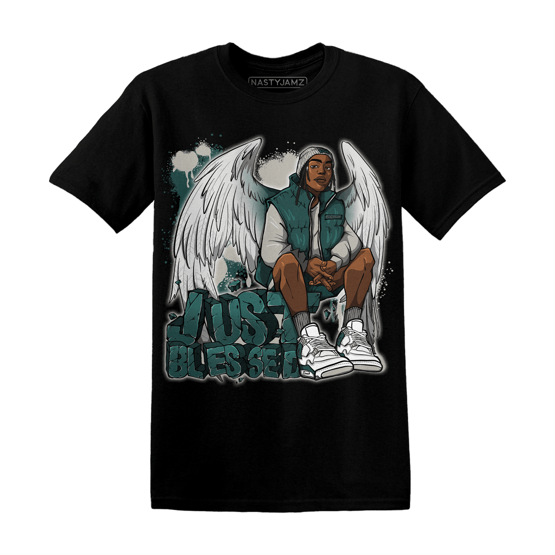 Oxidized Green 4s T Shirt Match Just Blessed - NastyJamz
