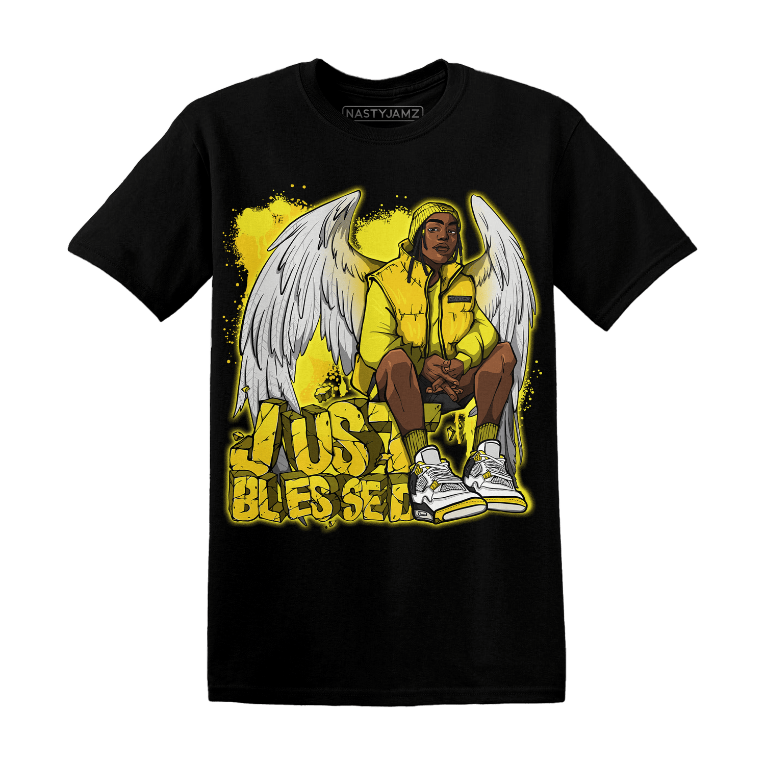 Vivid Sulfur 4s T Shirt Match Just Blessed - NastyJamz
