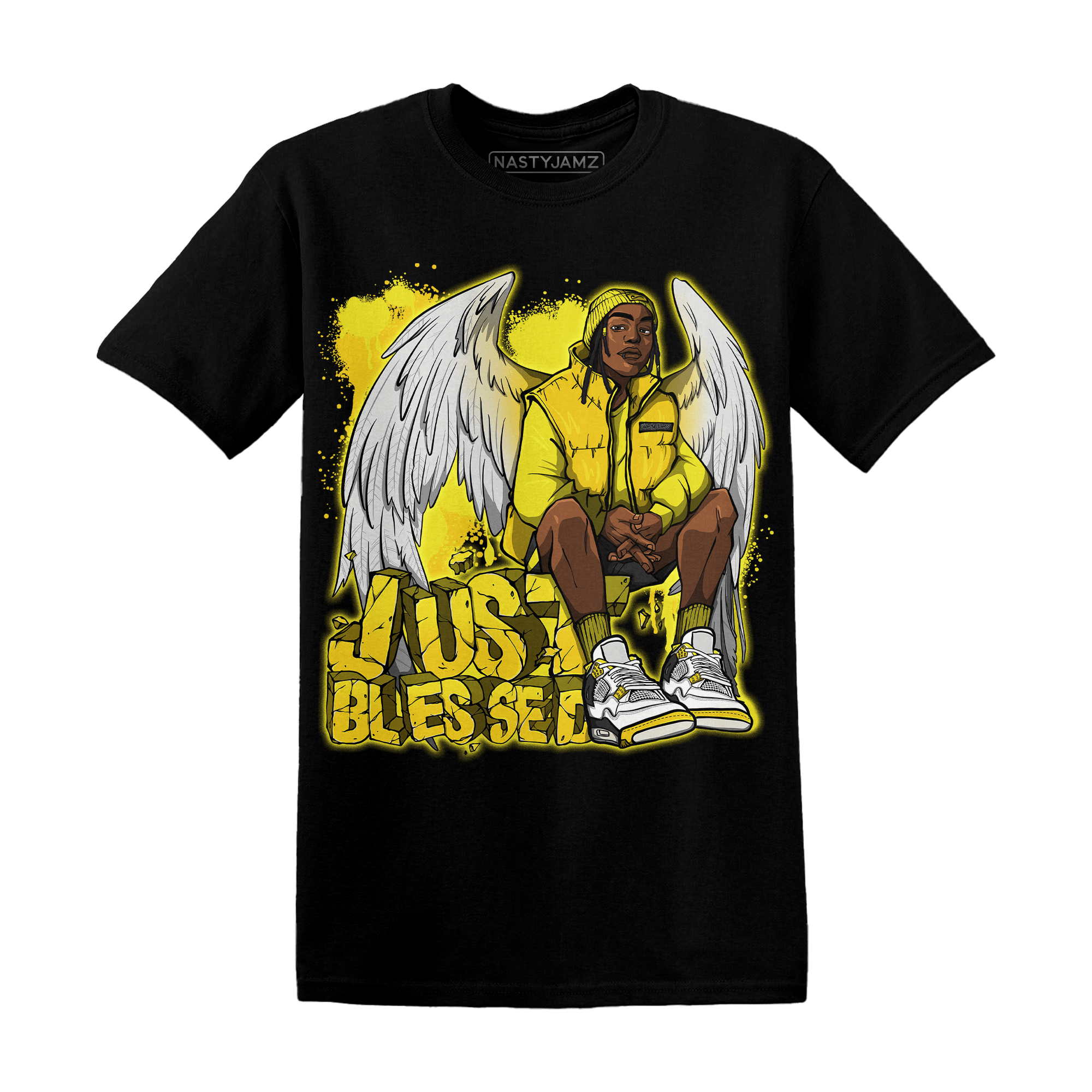 Vivid Sulfur 4s T Shirt Match Just Blessed - NastyJamz