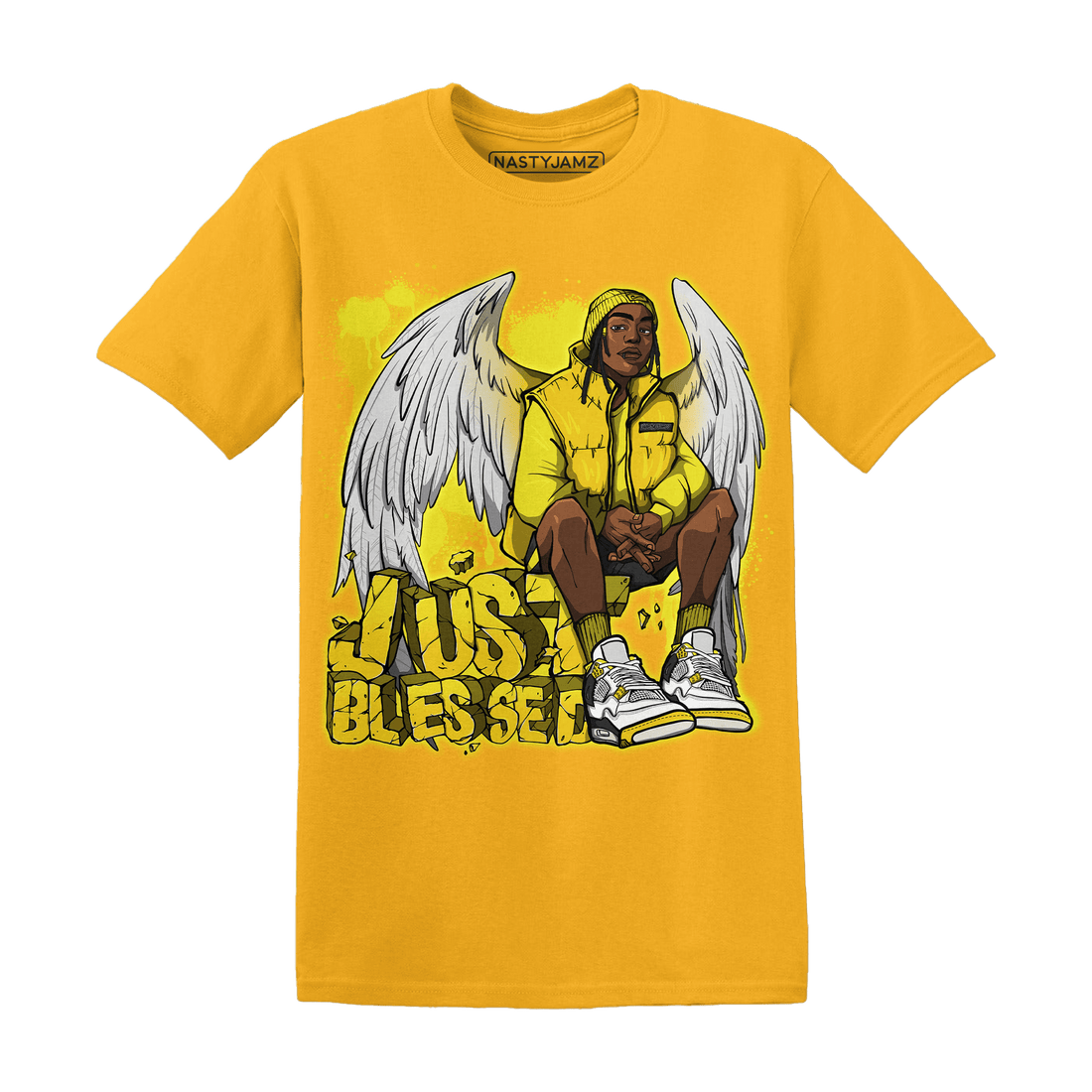 Vivid Sulfur 4s T Shirt Match Just Blessed - NastyJamz
