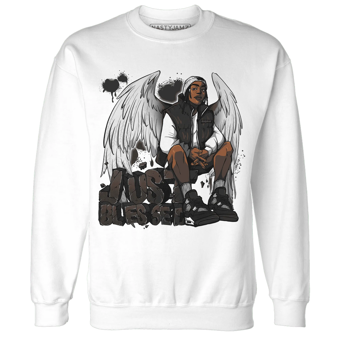 White-Thunder-4s-Sweatshirt-Match-Just-Blessed
