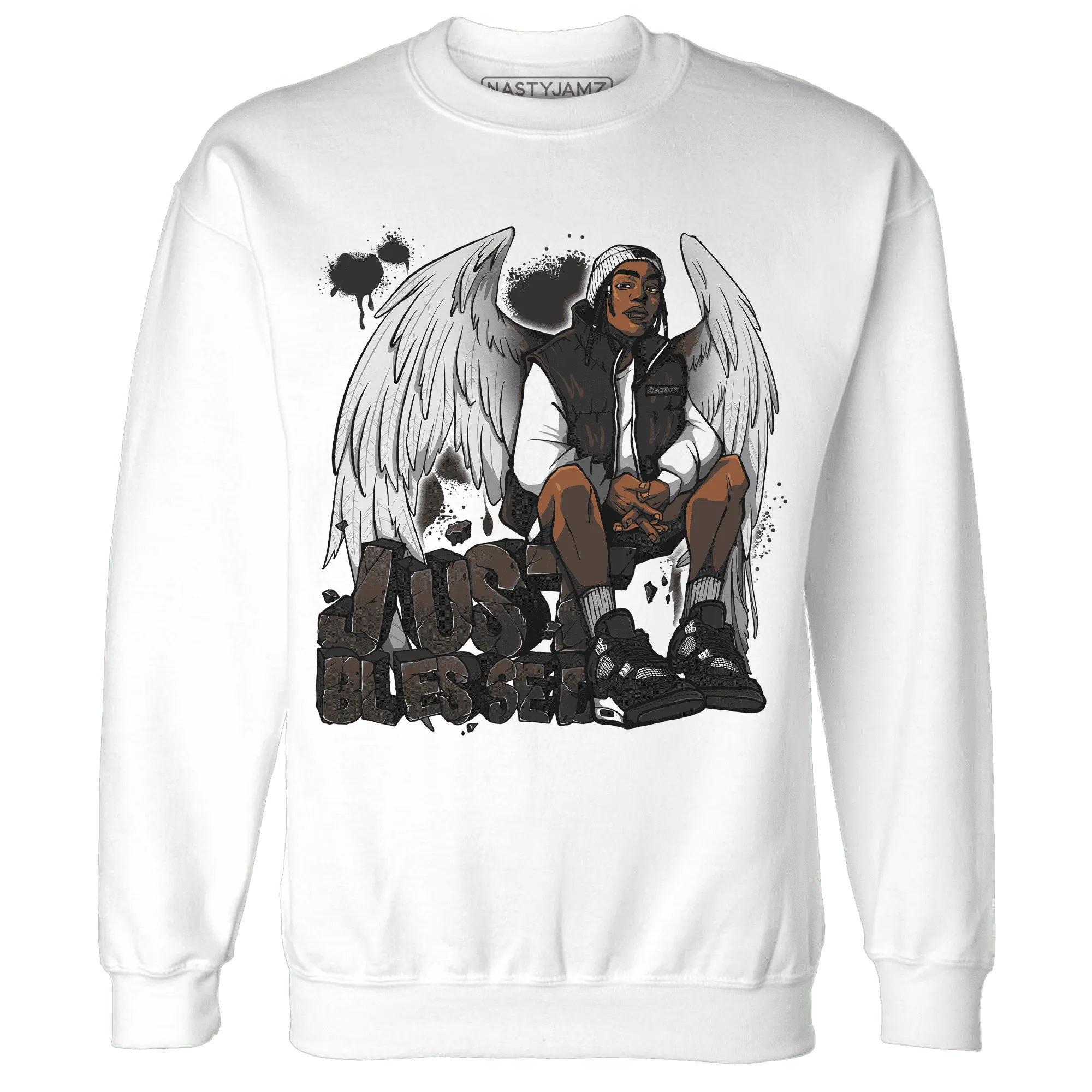 White-Thunder-4s-Sweatshirt-Match-Just-Blessed