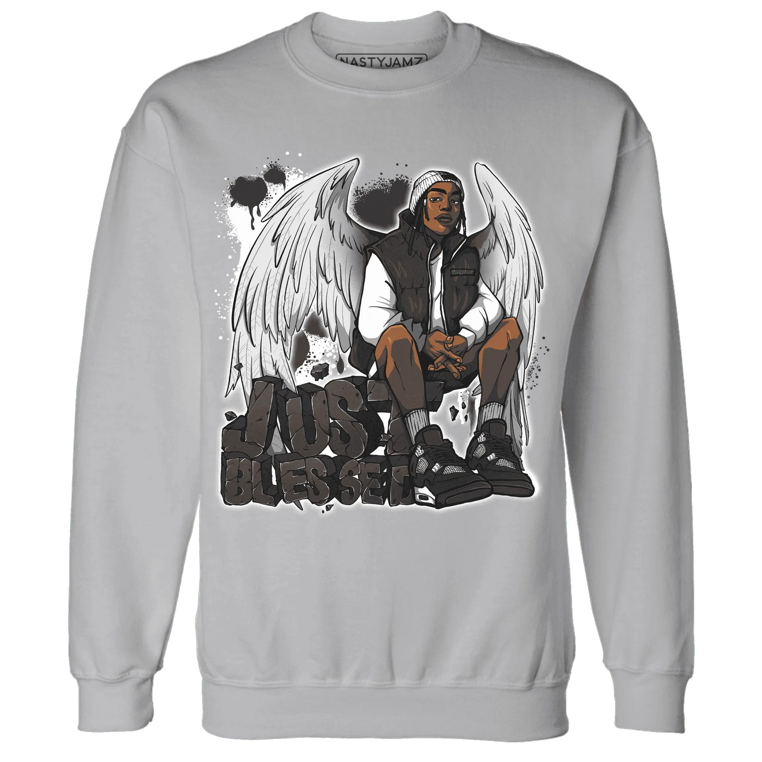 White-Thunder-4s-Sweatshirt-Match-Just-Blessed