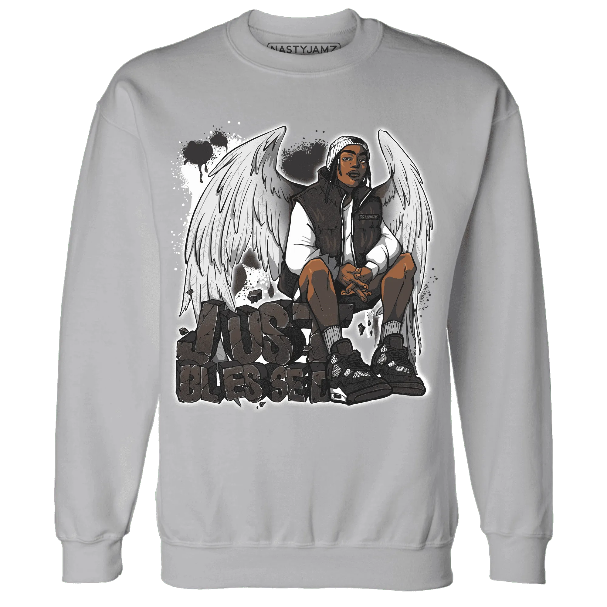 White-Thunder-4s-Sweatshirt-Match-Just-Blessed