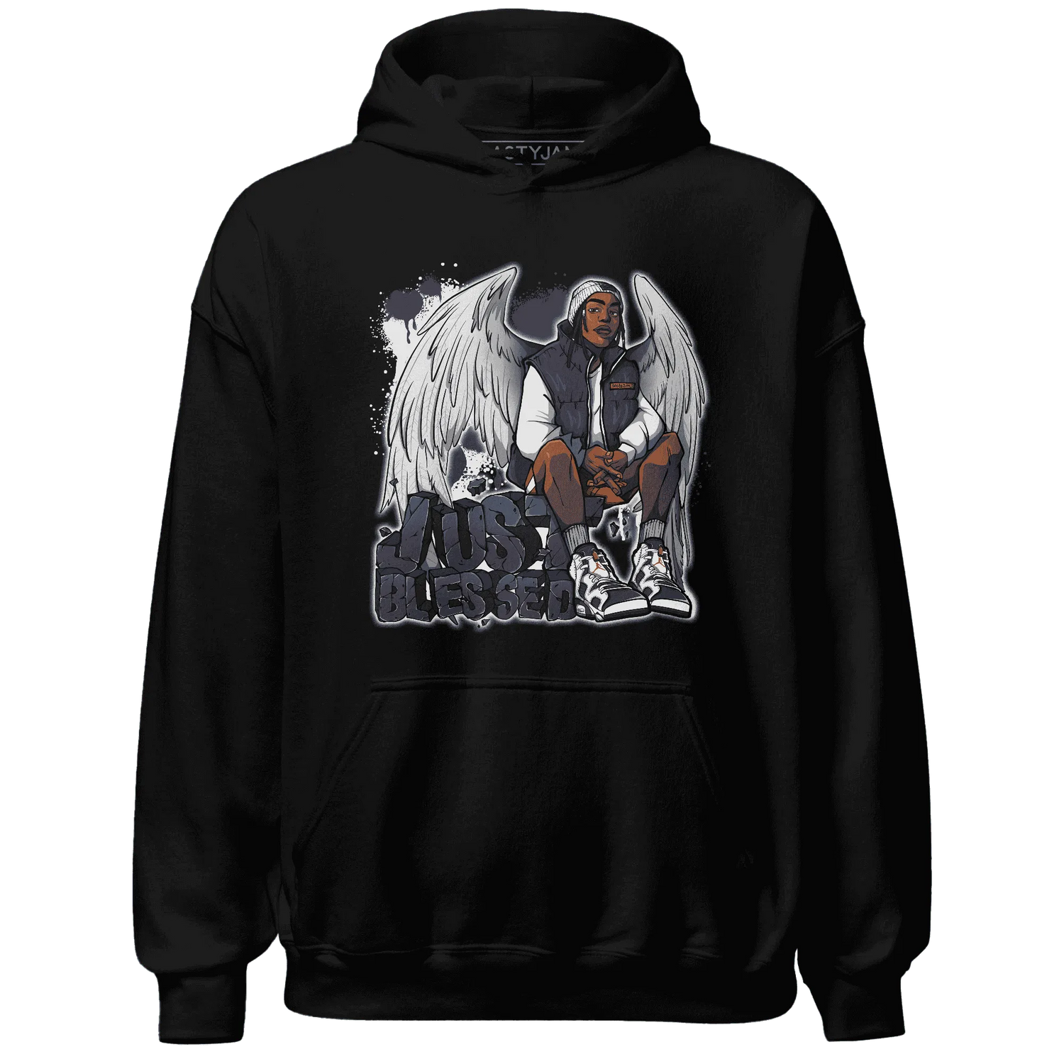 White-Navy-6s-Hoodie-Match-Just-Blessed