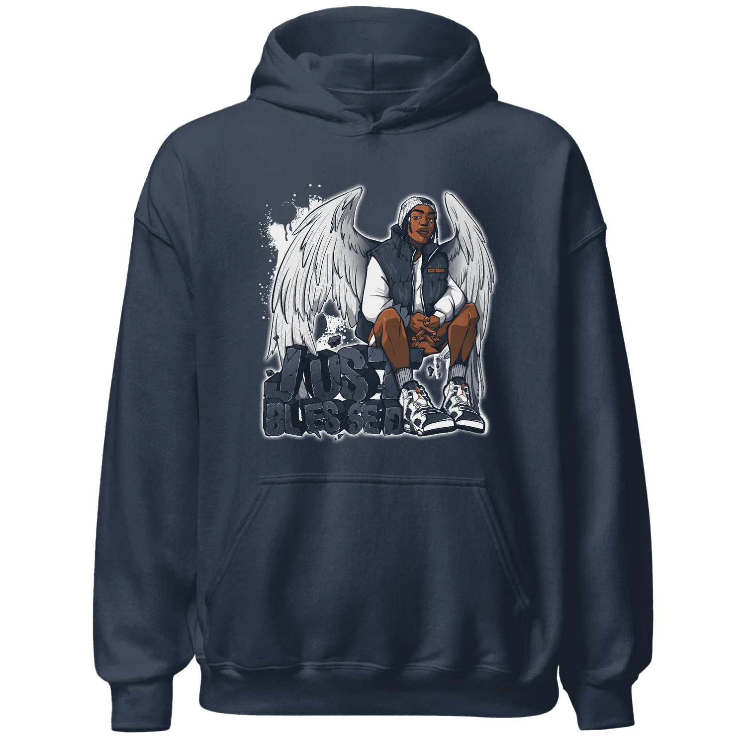 White-Navy-6s-Hoodie-Match-Just-Blessed