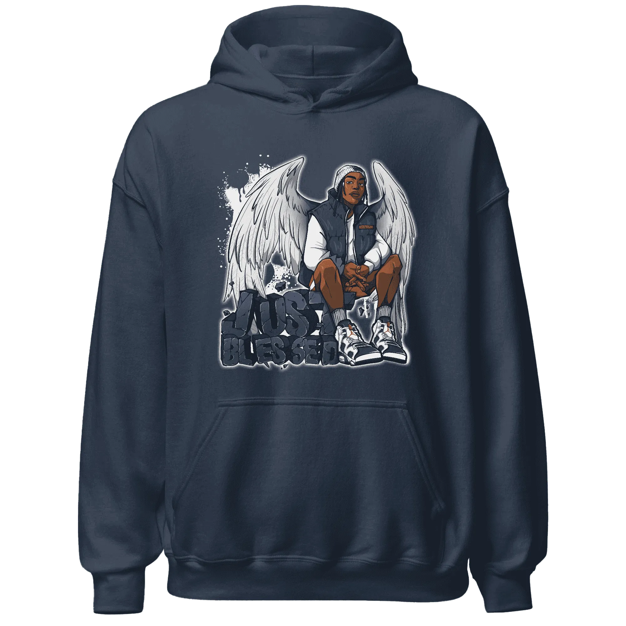 White-Navy-6s-Hoodie-Match-Just-Blessed