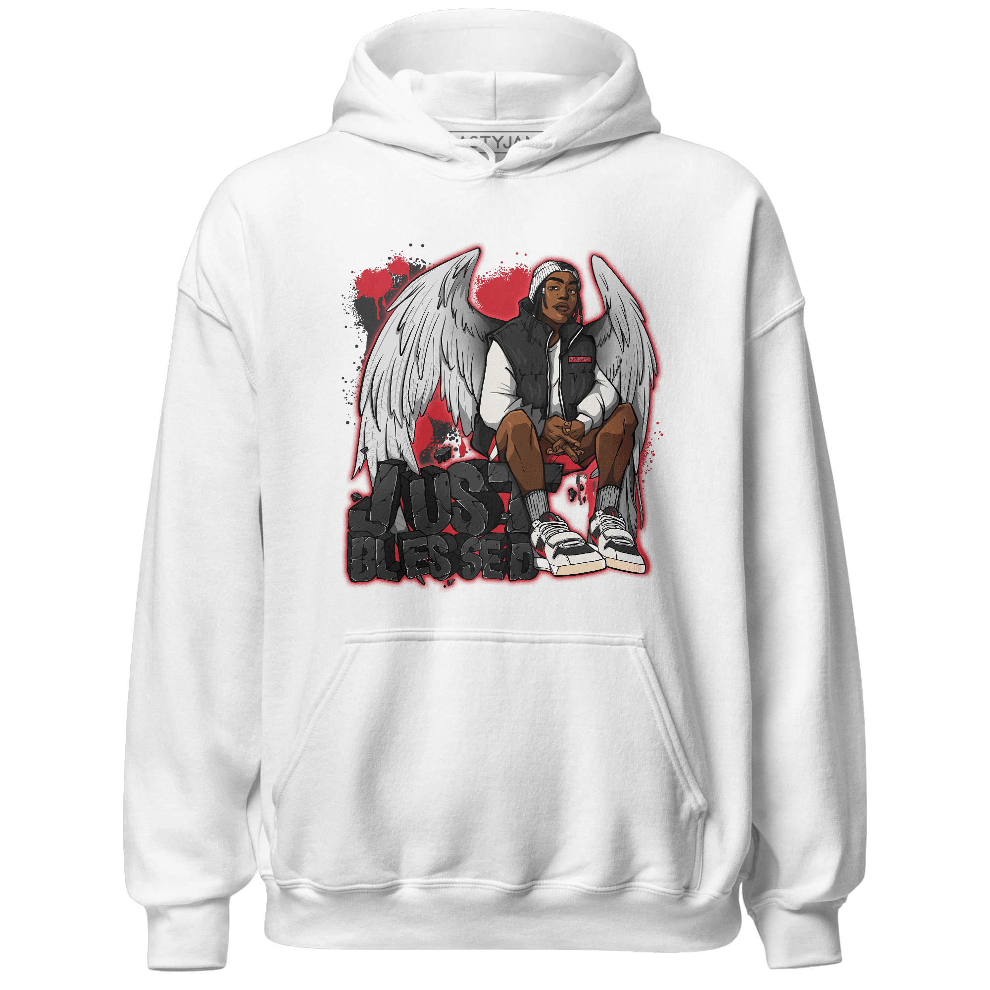 Jumman Jack University Red Hoodie Match Just Blessed - NastyJamz