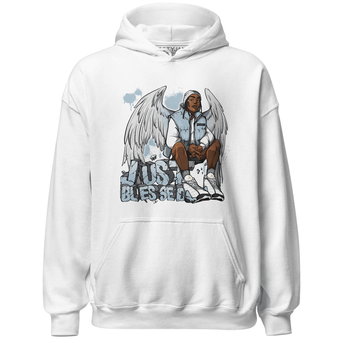 Blue Grey 13s Hoodie Match Just Blessed - NastyJamz