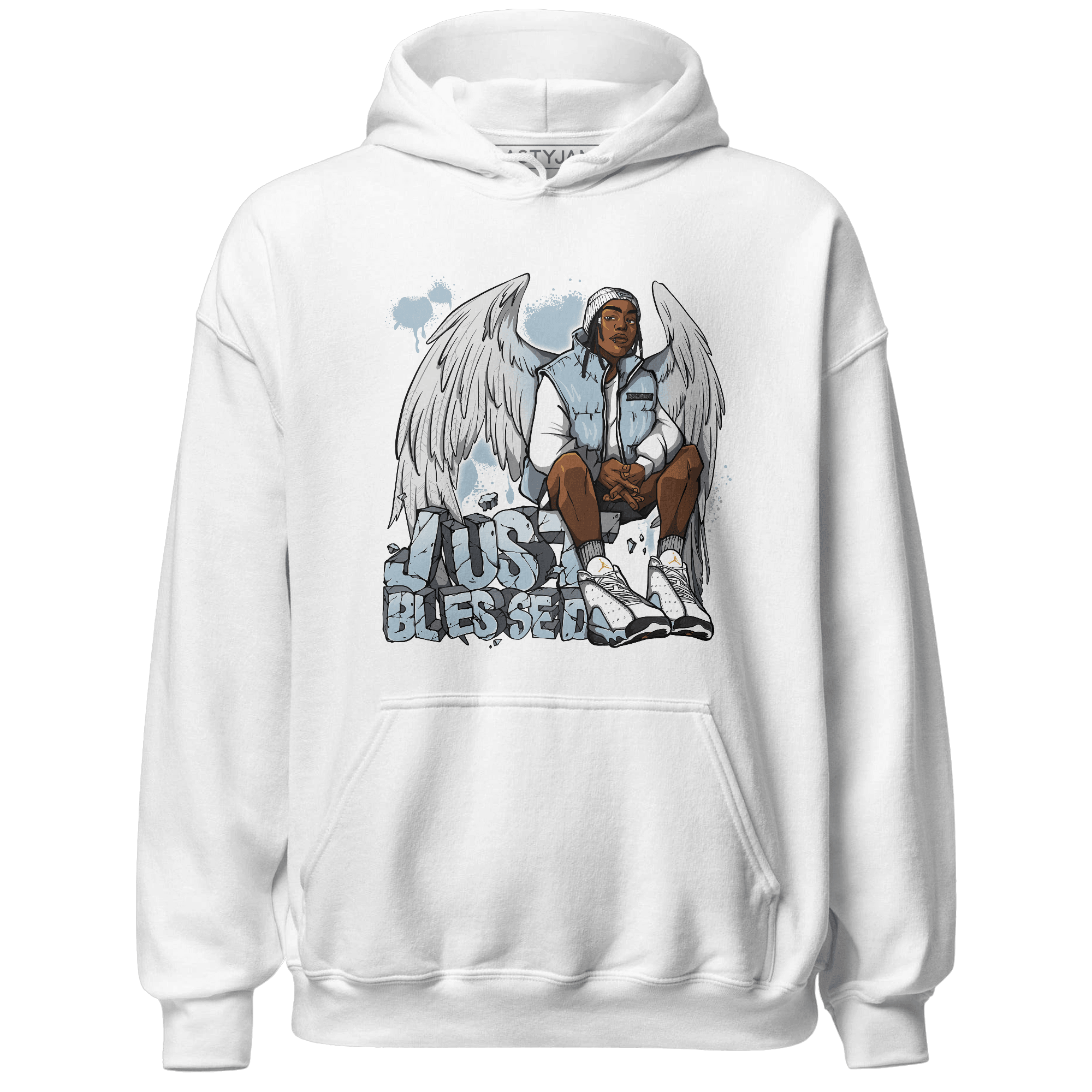 Blue Grey 13s Hoodie Match Just Blessed - NastyJamz