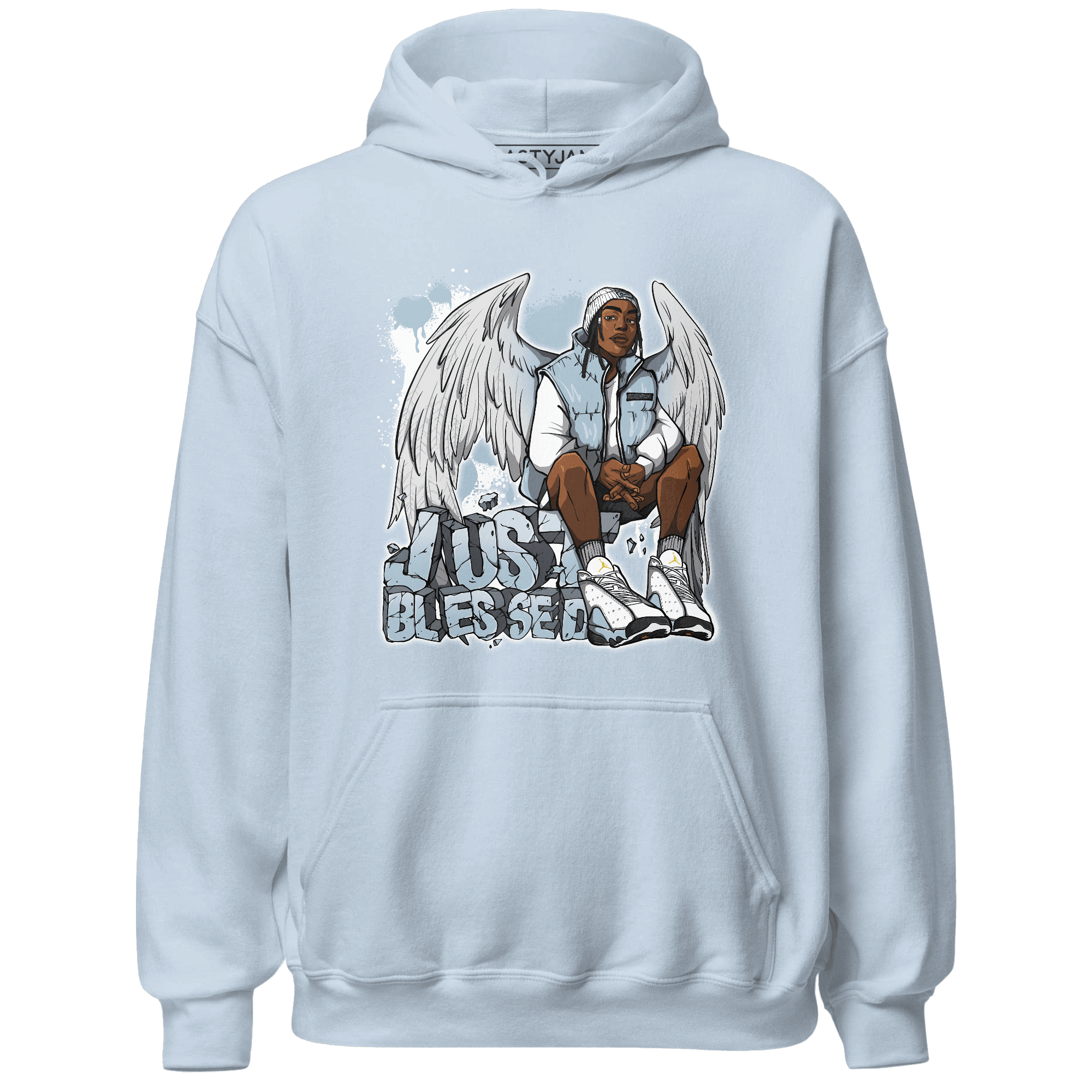 Blue Grey 13s Hoodie Match Just Blessed - NastyJamz