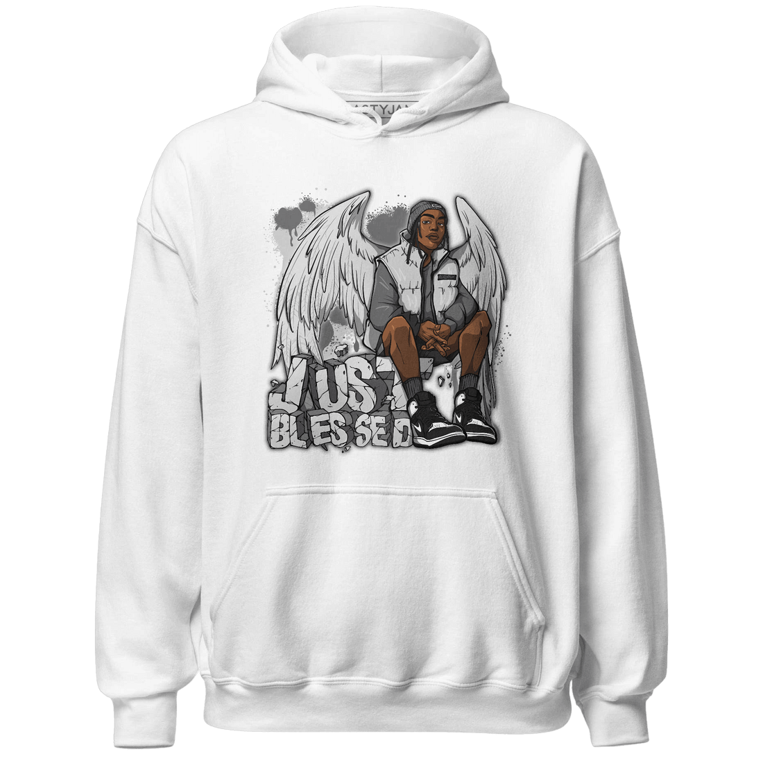 Retro High OG Black White 1s Hoodie Match Just Blessed - NastyJamz