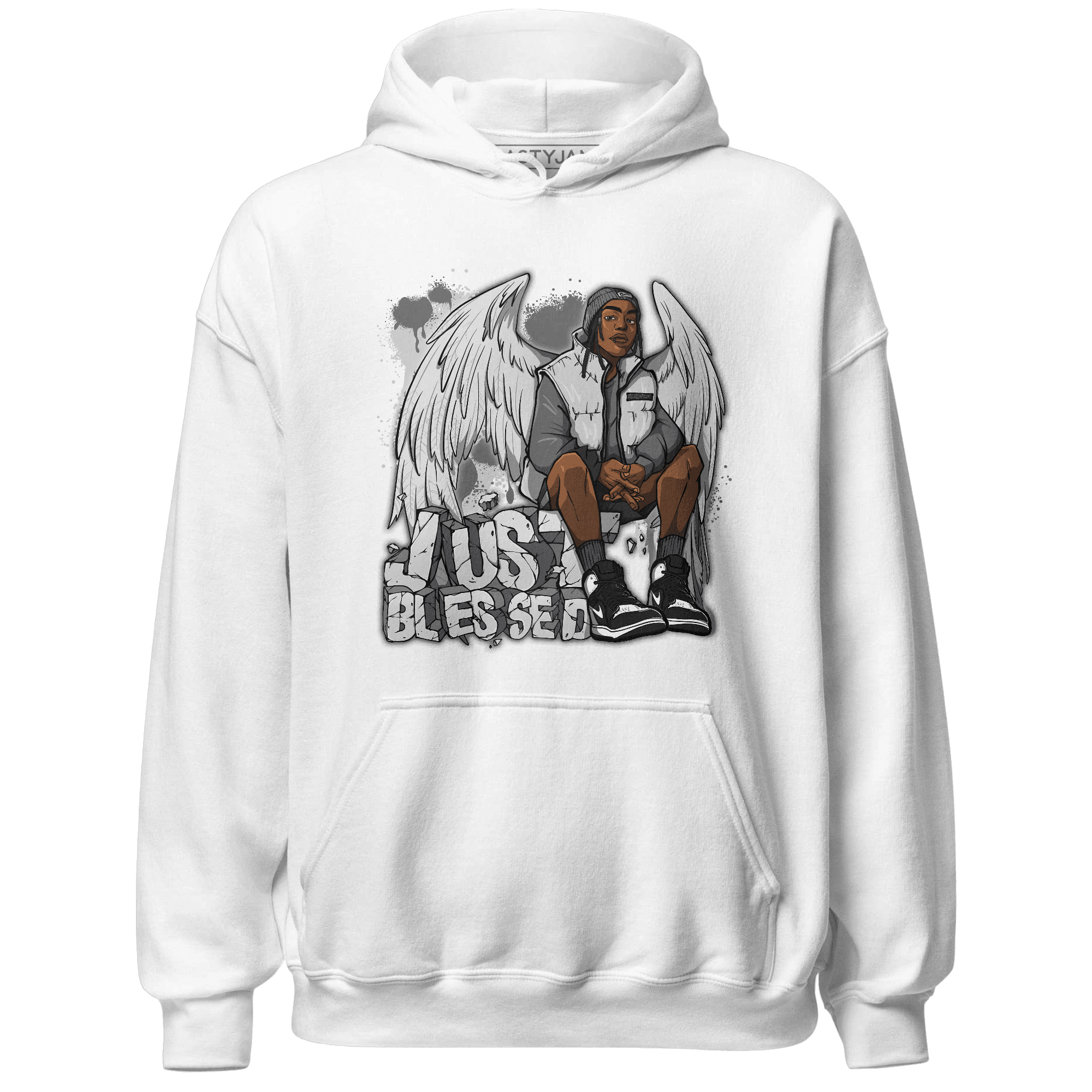 Retro High OG Black White 1s Hoodie Match Just Blessed - NastyJamz