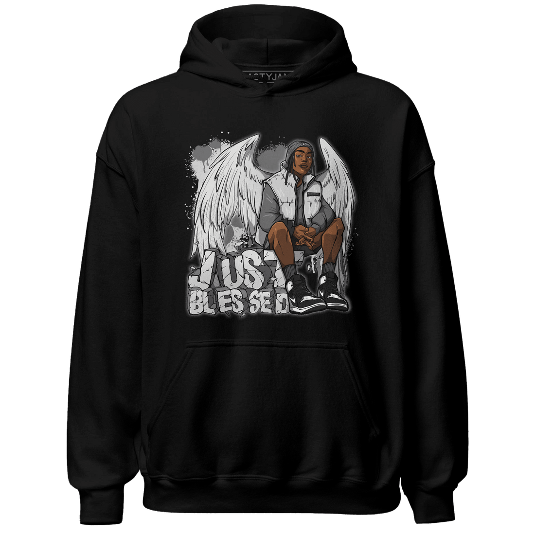 Retro High OG Black White 1s Hoodie Match Just Blessed - NastyJamz