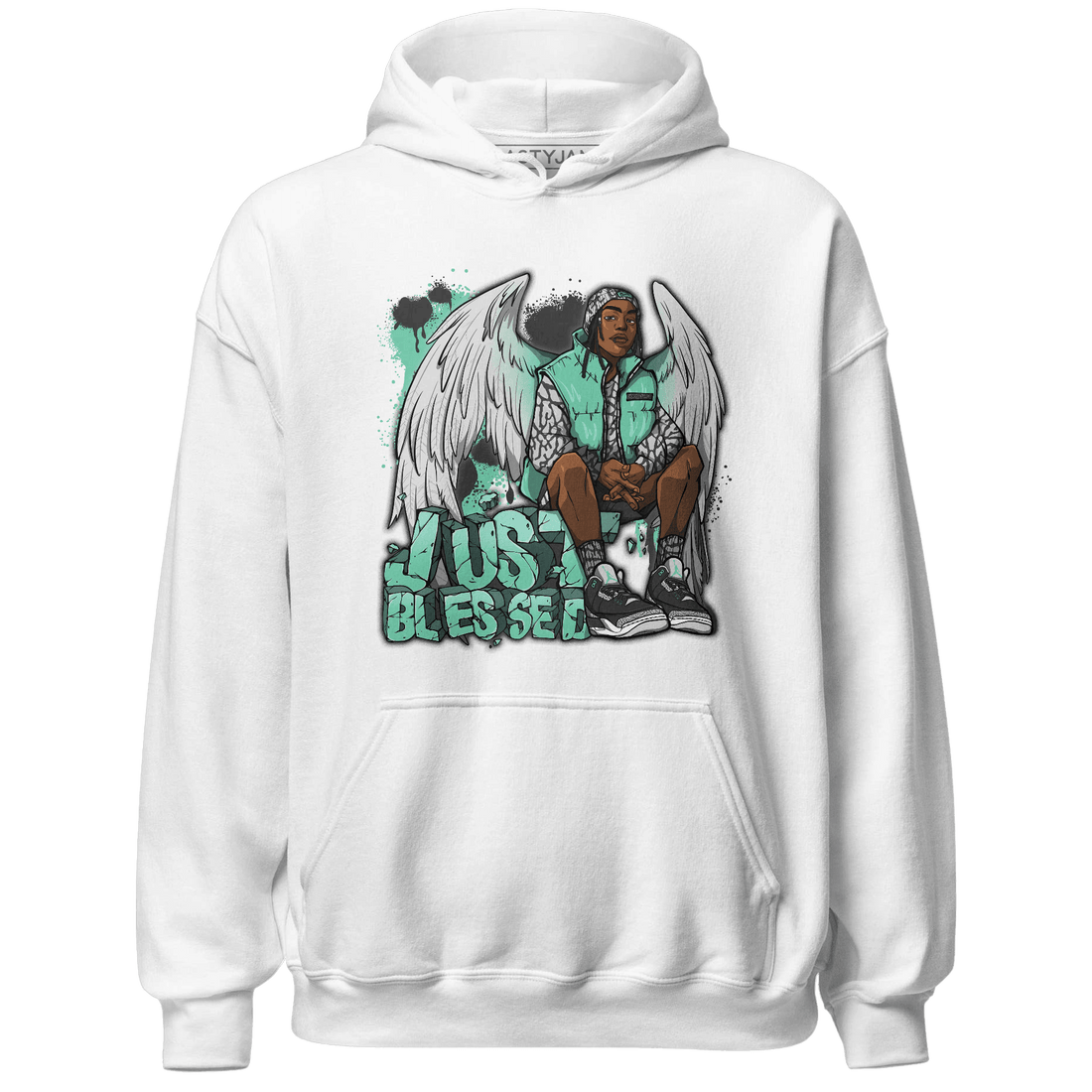 Green Glow 3s Hoodie Match Just Blessed - NastyJamz