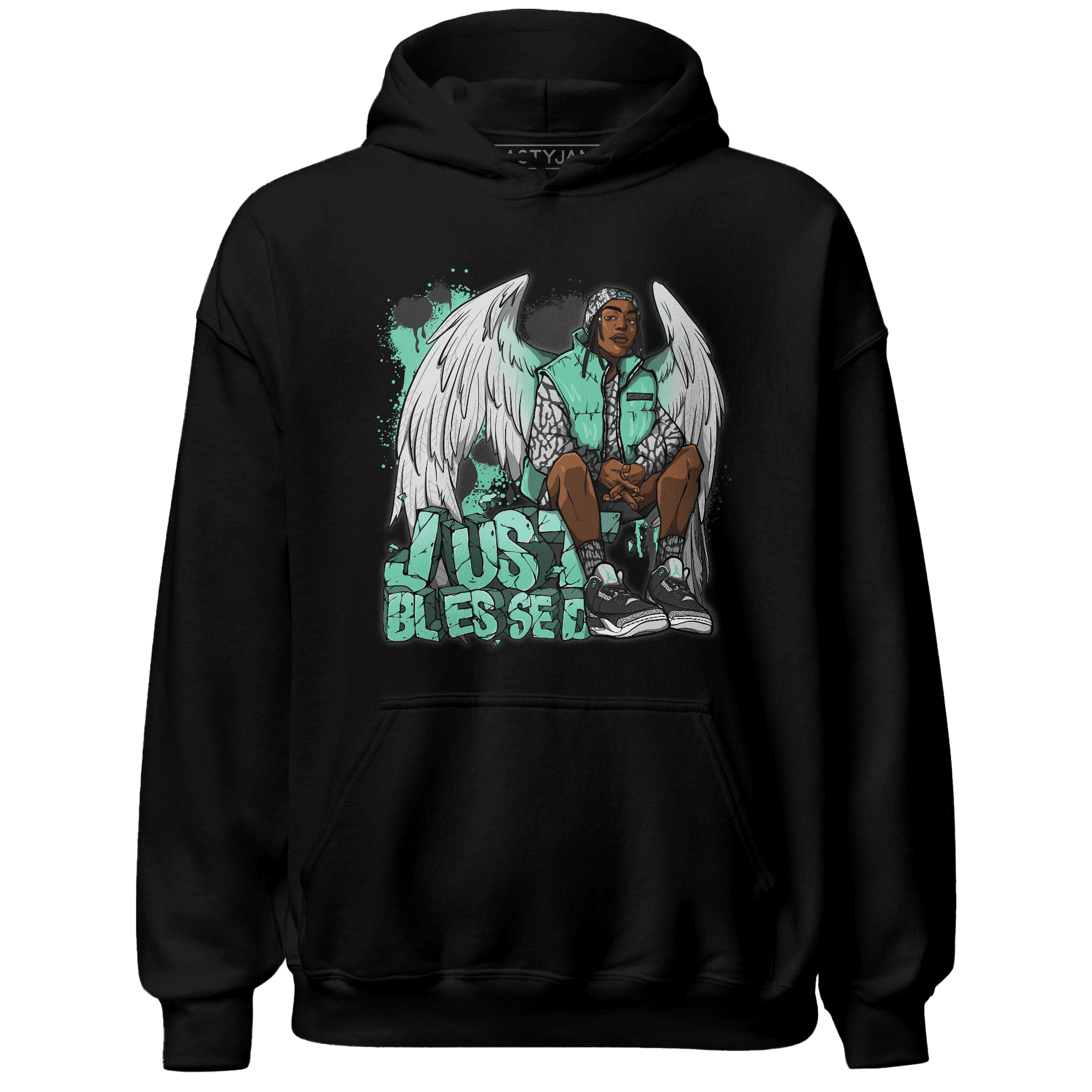 Green Glow 3s Hoodie Match Just Blessed - NastyJamz