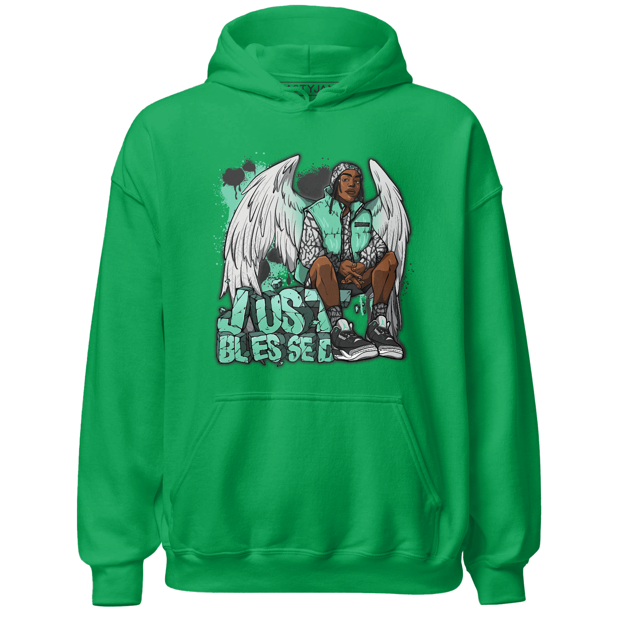 Green Glow 3s Hoodie Match Just Blessed - NastyJamz