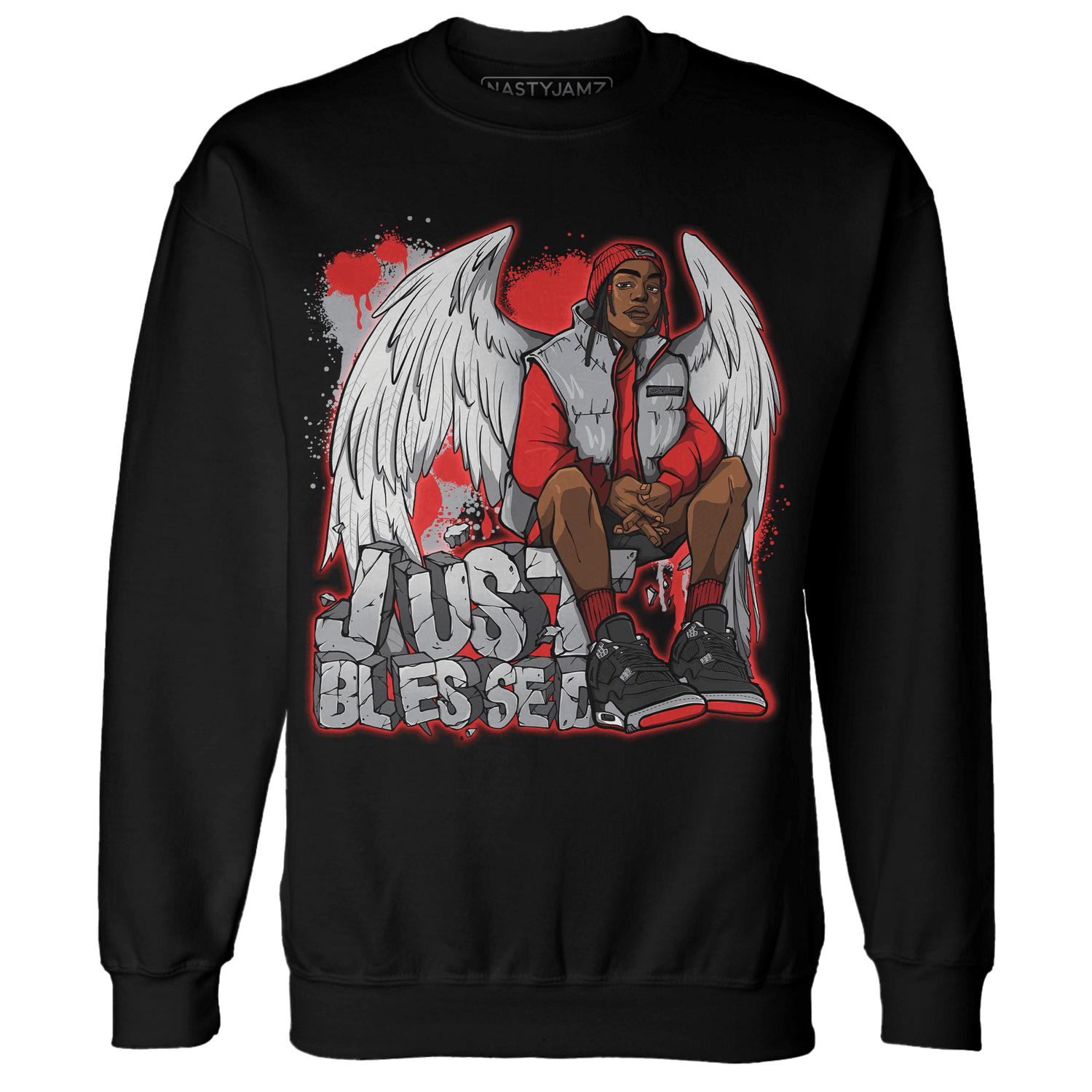 Bred Reimagined 4s Sweatshirt Match Just Blessed - NastyJamz