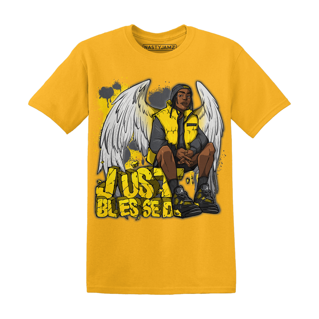 Thunder 4s T Shirt Match Just Blessed - NastyJamz