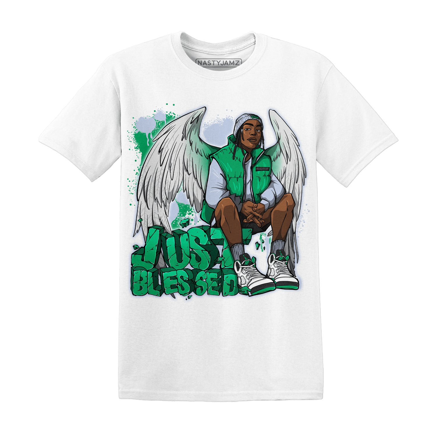 Lucky Green 5s T Shirt Match Just Blessed - NastyJamz