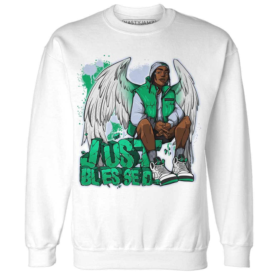 Lucky Green 5s Sweatshirt Match Just Blessed - NastyJamz