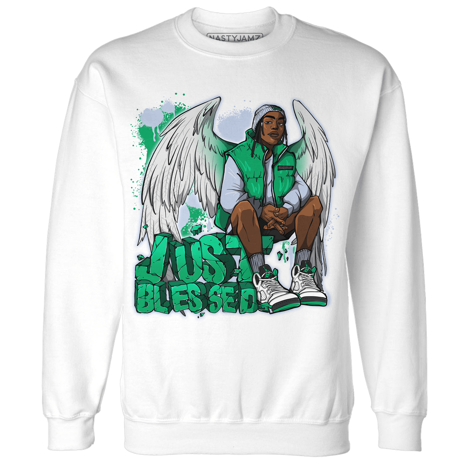 Lucky Green 5s Sweatshirt Match Just Blessed - NastyJamz