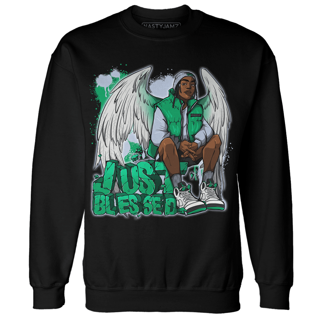 Lucky Green 5s Sweatshirt Match Just Blessed - NastyJamz