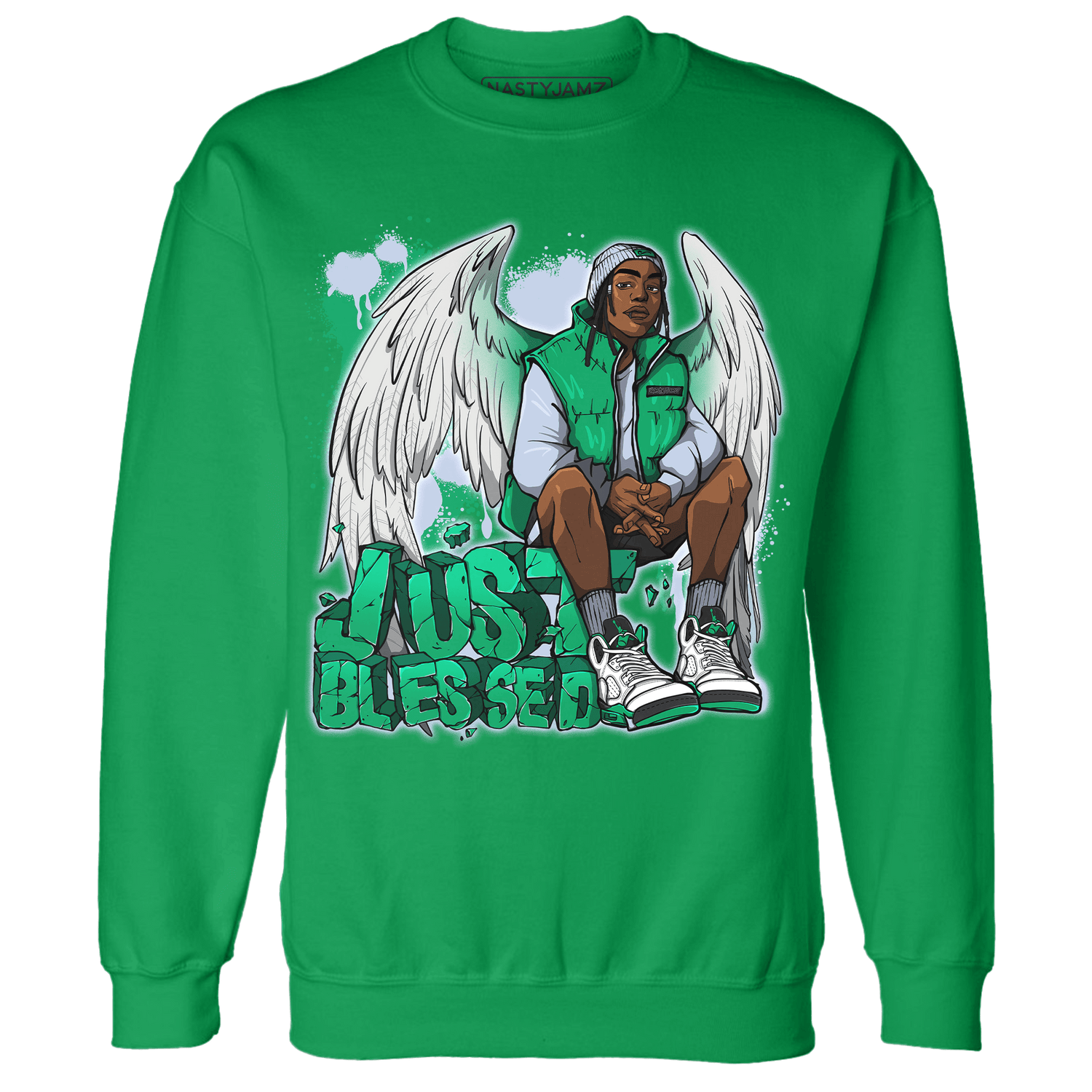 Lucky Green 5s Sweatshirt Match Just Blessed - NastyJamz
