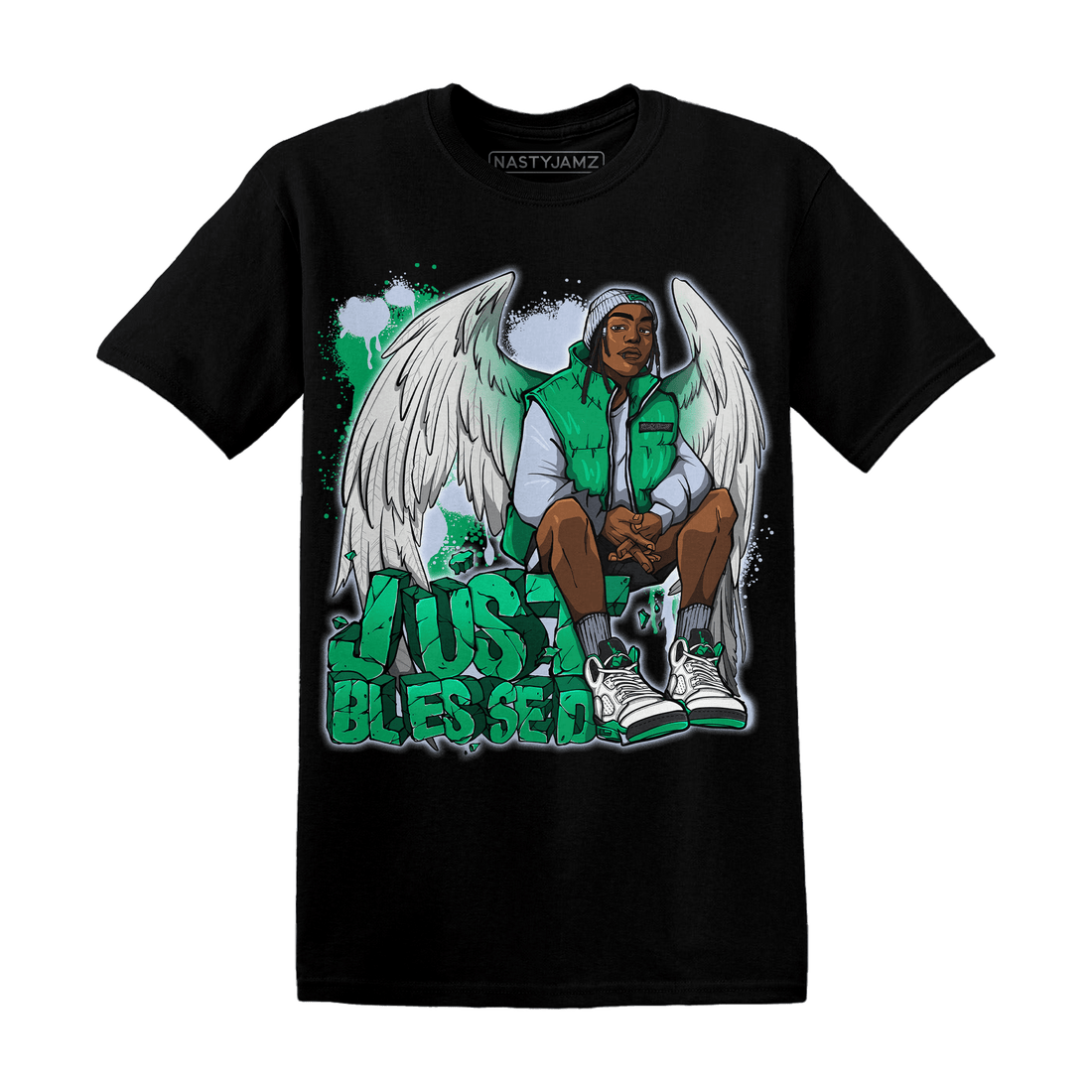 Lucky Green 5s T Shirt Match Just Blessed - NastyJamz