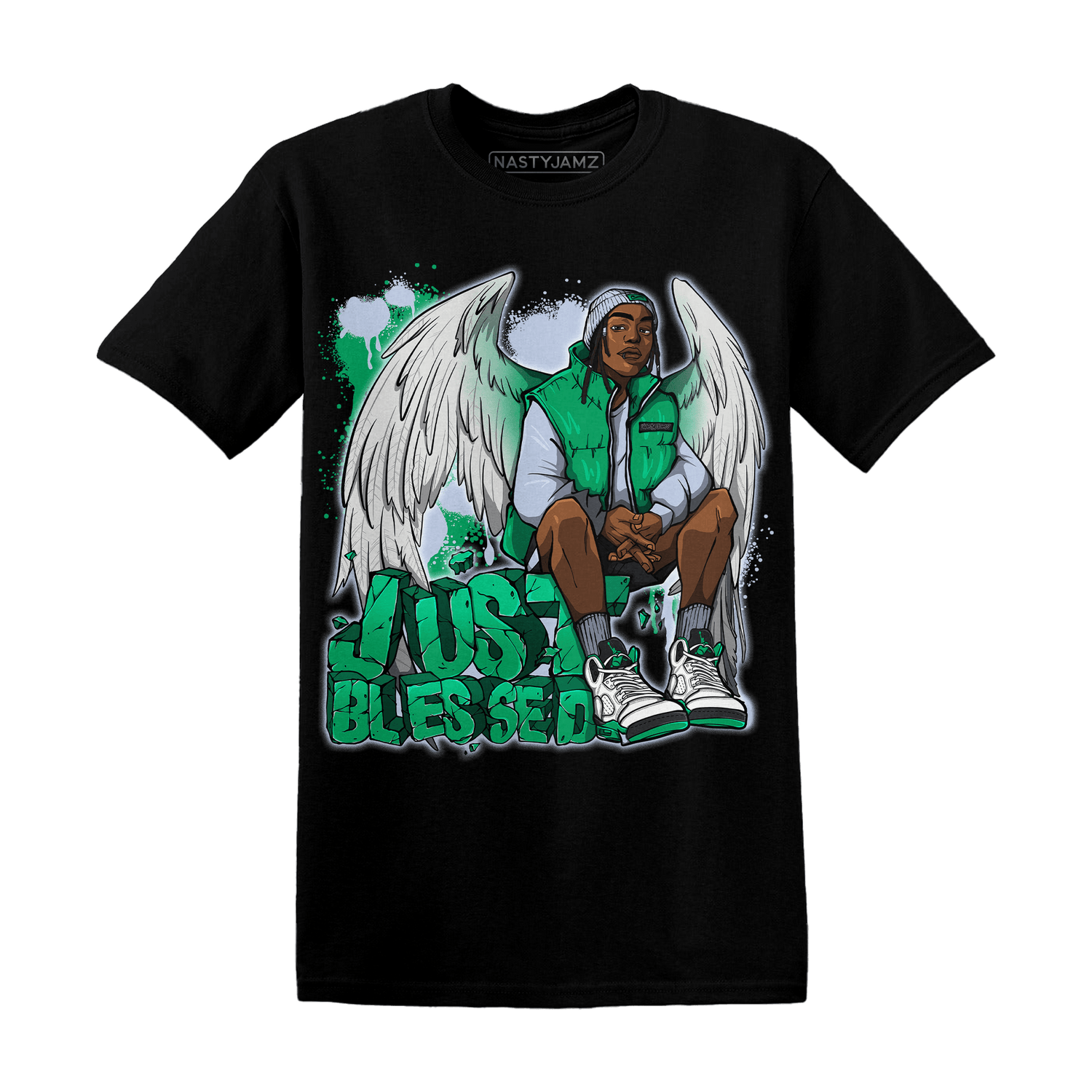 Lucky Green 5s T Shirt Match Just Blessed - NastyJamz