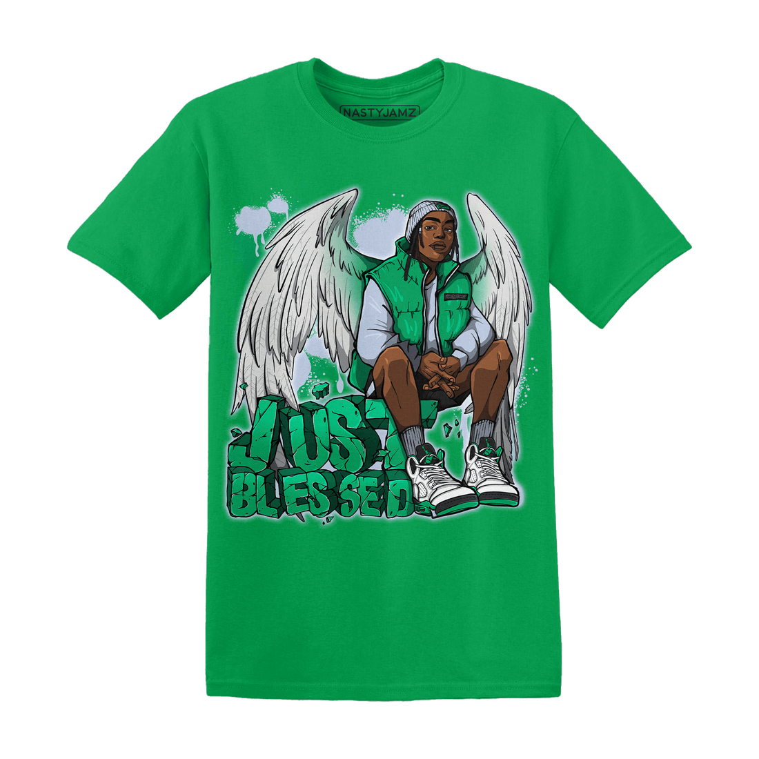 Lucky Green 5s T Shirt Match Just Blessed - NastyJamz