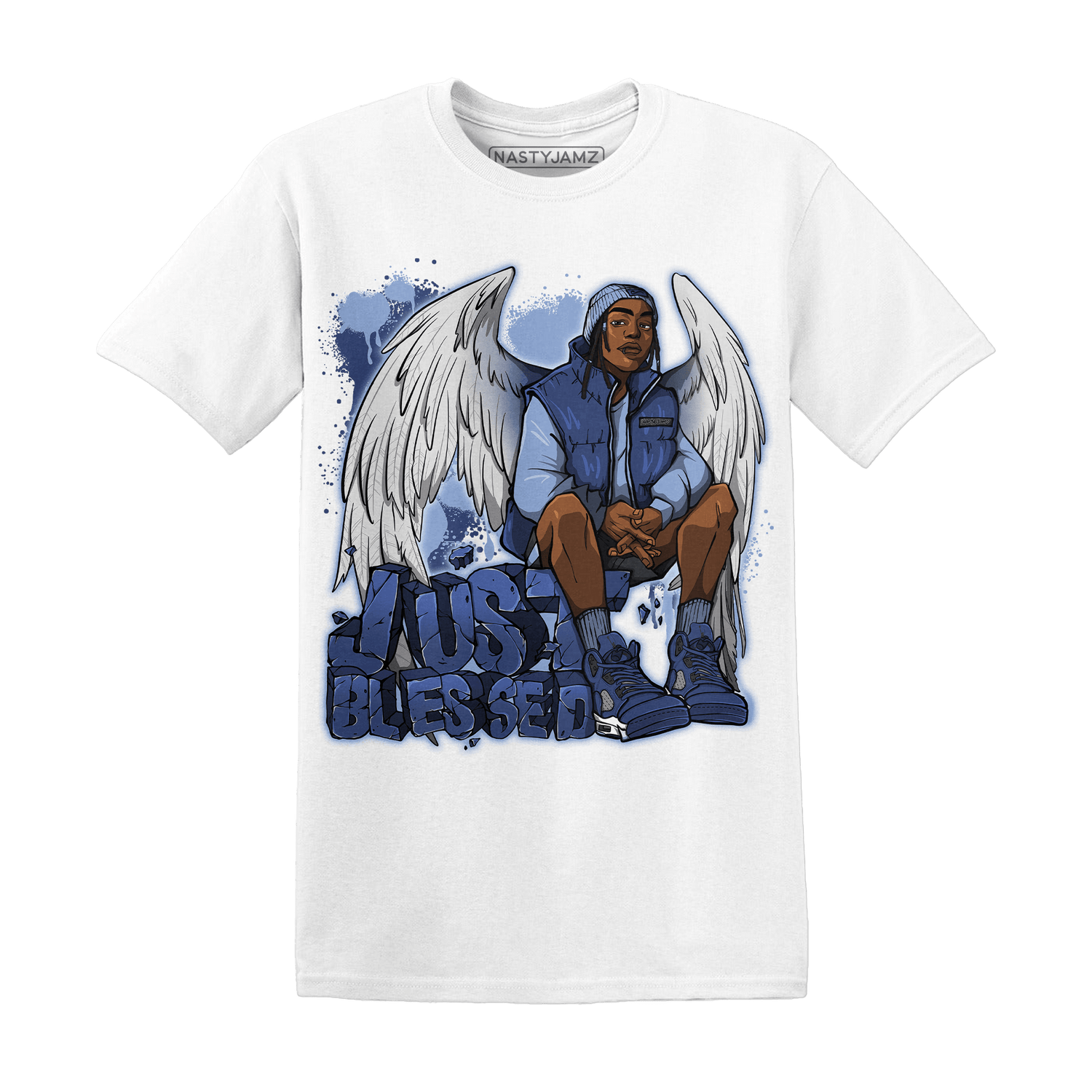 Midnight Navy 5s T Shirt Match Just Blessed - NastyJamz