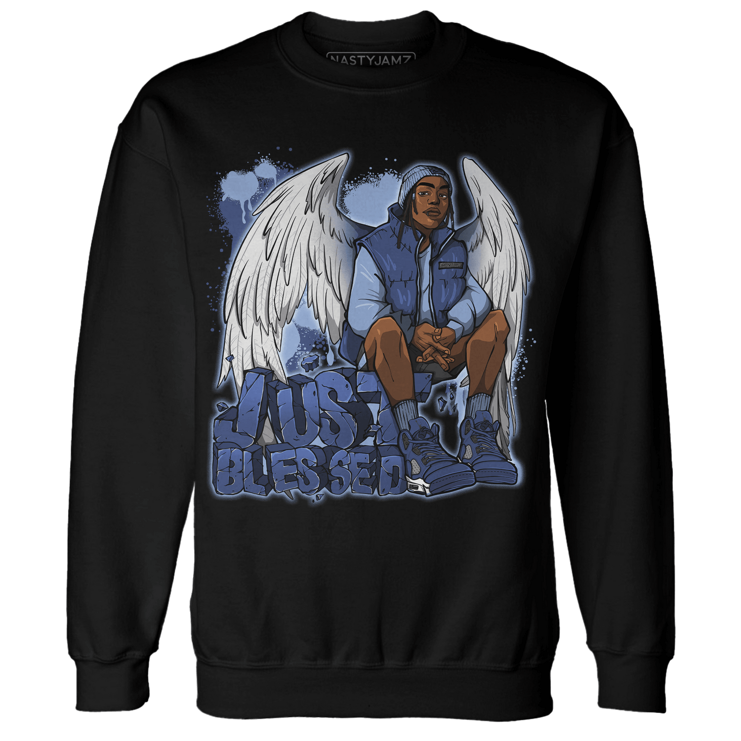 Midnight Navy 5s Sweatshirt Match Just Blessed - NastyJamz