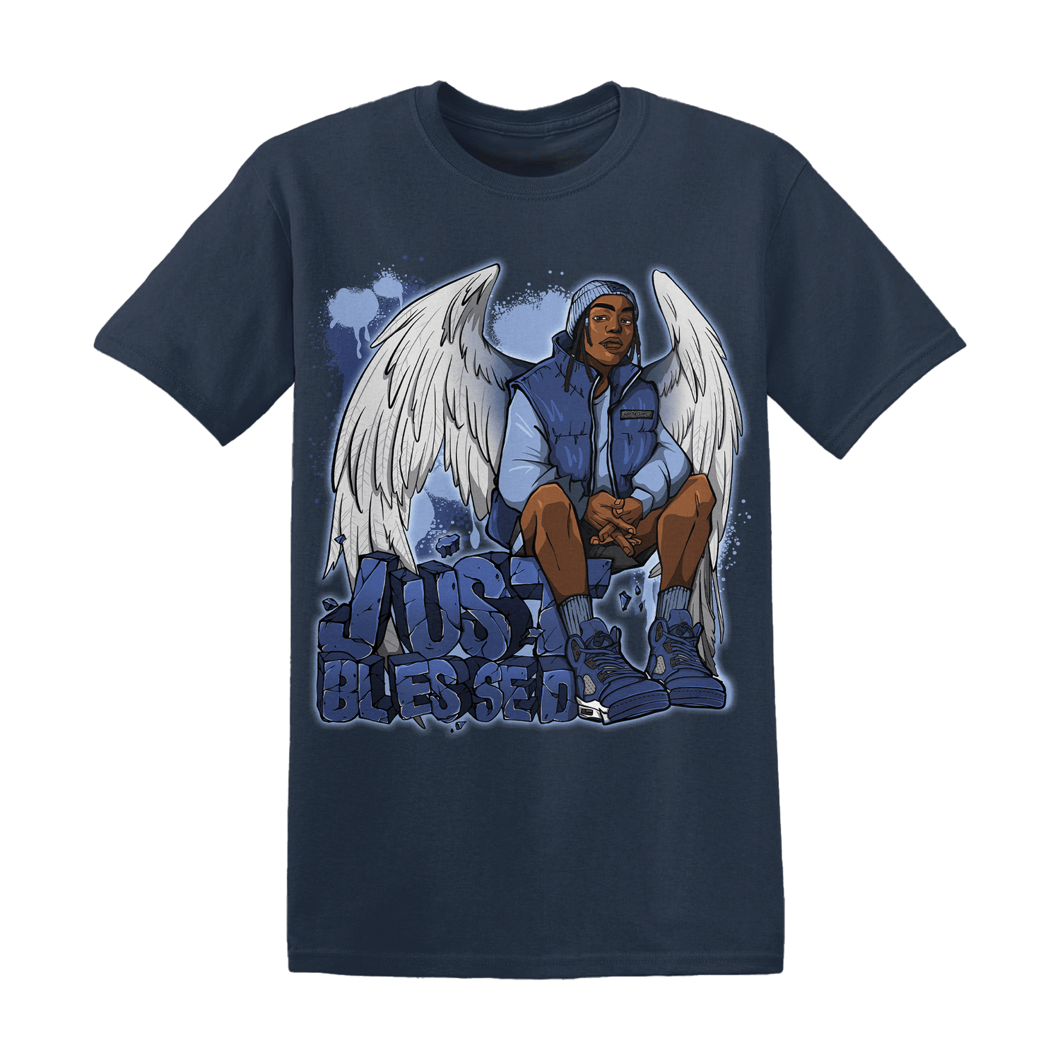 Midnight Navy 5s T Shirt Match Just Blessed - NastyJamz