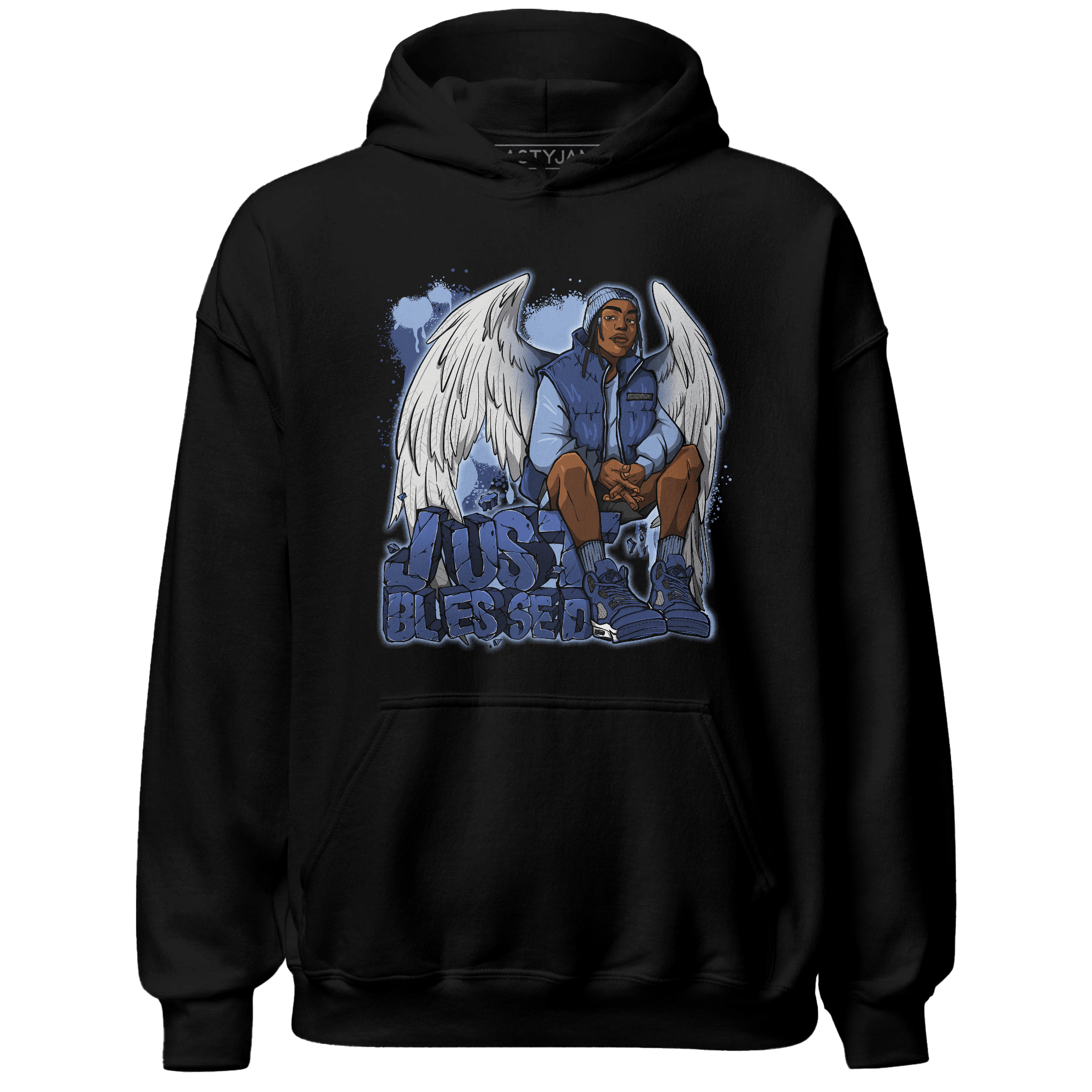 Midnight Navy 5s Hoodie Match Just Blessed - NastyJamz