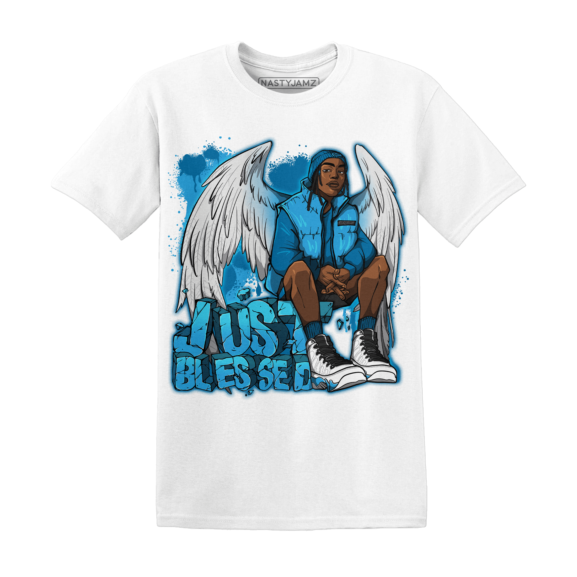 Powder Blue 9s T Shirt Match Just Blessed - NastyJamz