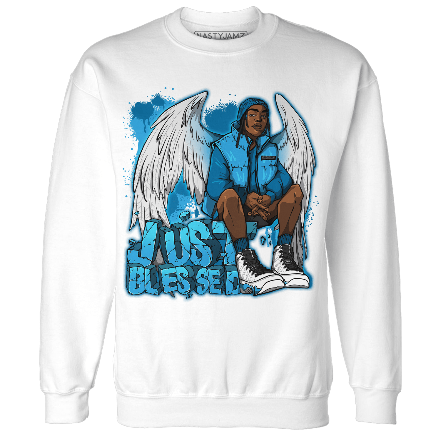 Powder Blue 9s Sweatshirt Match Just Blessed - NastyJamz