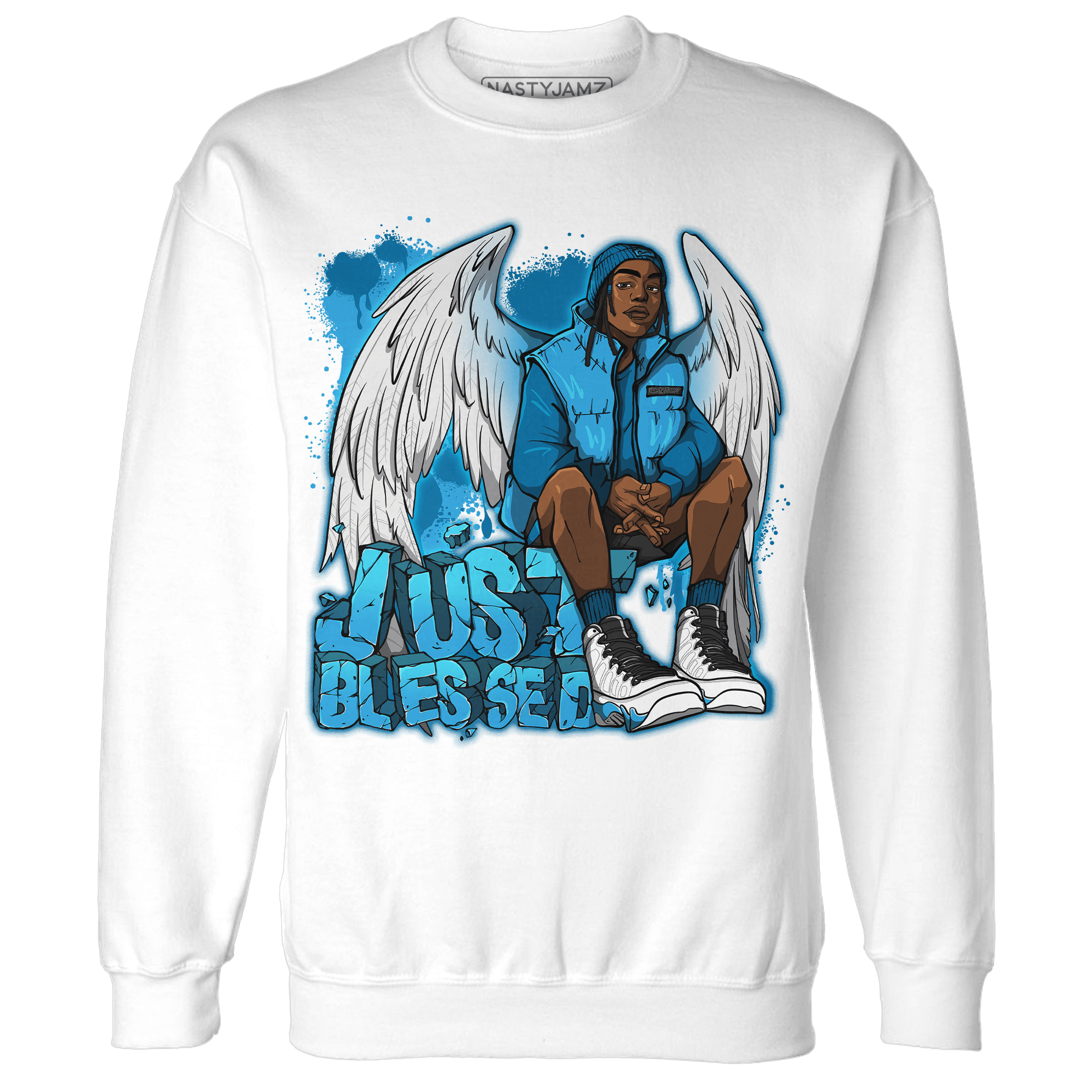Powder Blue 9s Sweatshirt Match Just Blessed - NastyJamz