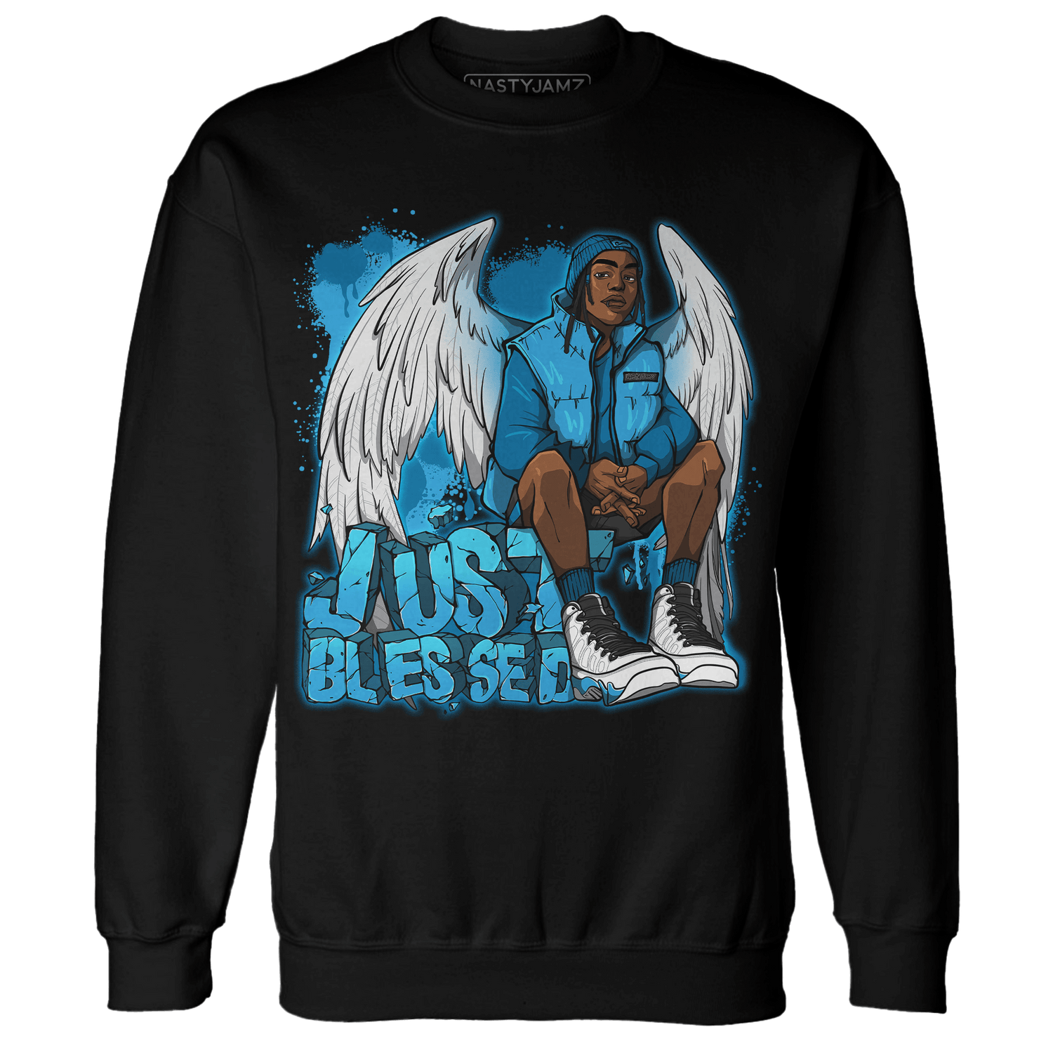 Powder Blue 9s Sweatshirt Match Just Blessed - NastyJamz