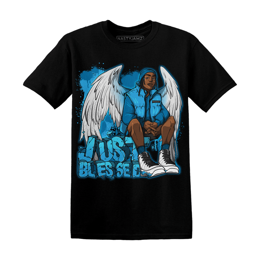 Powder Blue 9s T Shirt Match Just Blessed - NastyJamz