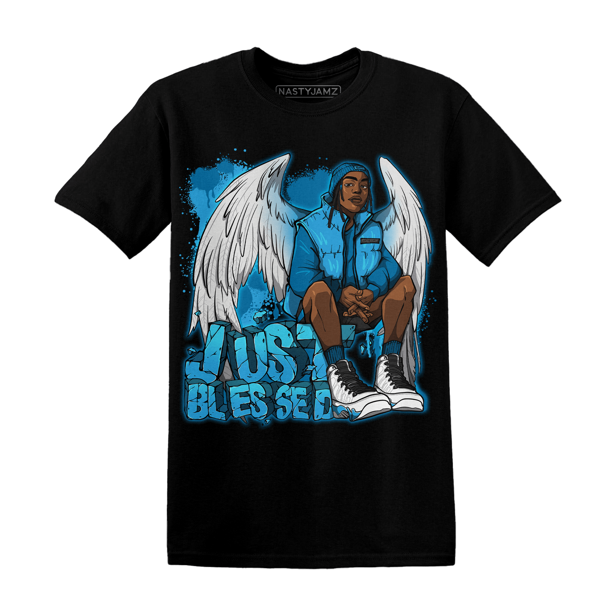 Powder Blue 9s T Shirt Match Just Blessed - NastyJamz