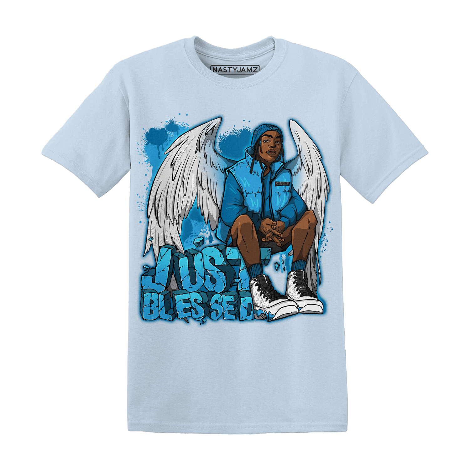 Powder Blue 9s T Shirt Match Just Blessed - NastyJamz