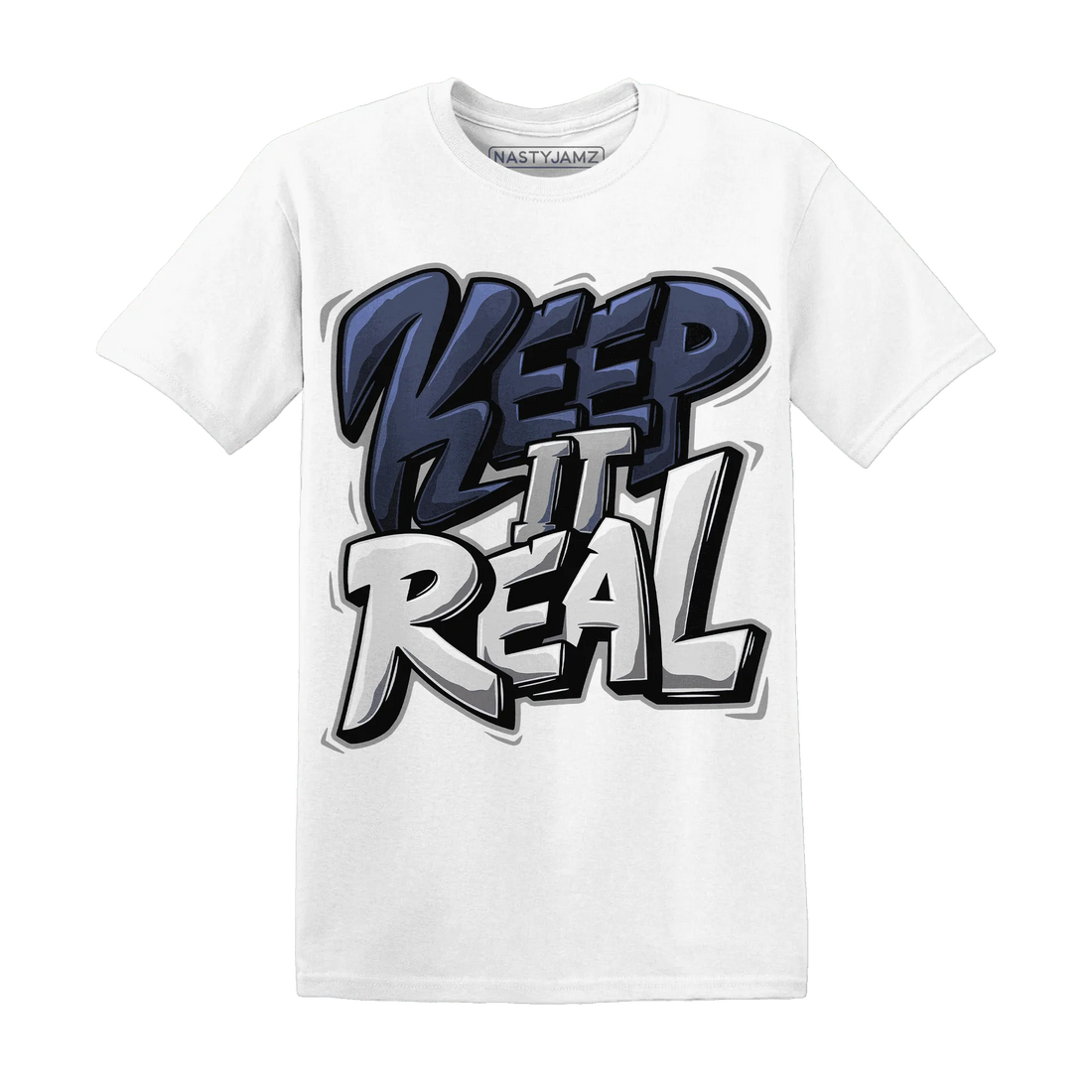 VaporMax-Plus-Midnight-Navy-White-Metallic-Silver-T-Shirt-Match-Keep-Real