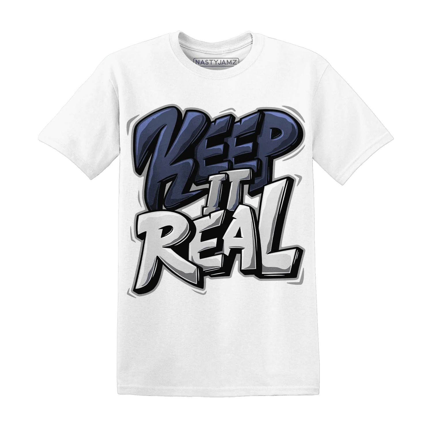 VaporMax-Plus-Midnight-Navy-White-Metallic-Silver-T-Shirt-Match-Keep-Real