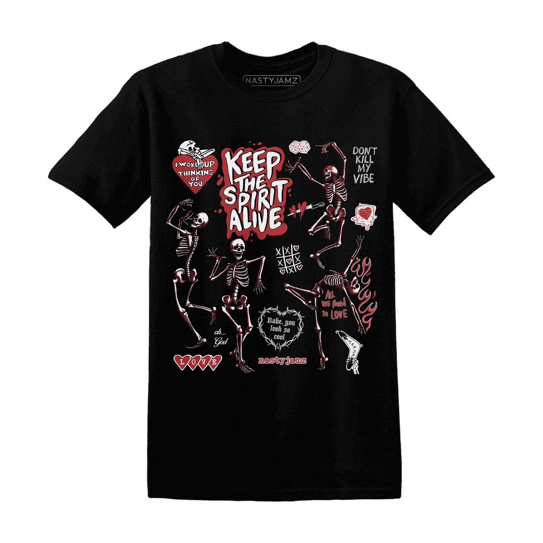 Black-Toe-Reimagined-Red-White-1s-T-Shirt-Match-Keep-The-Spirit-Alive